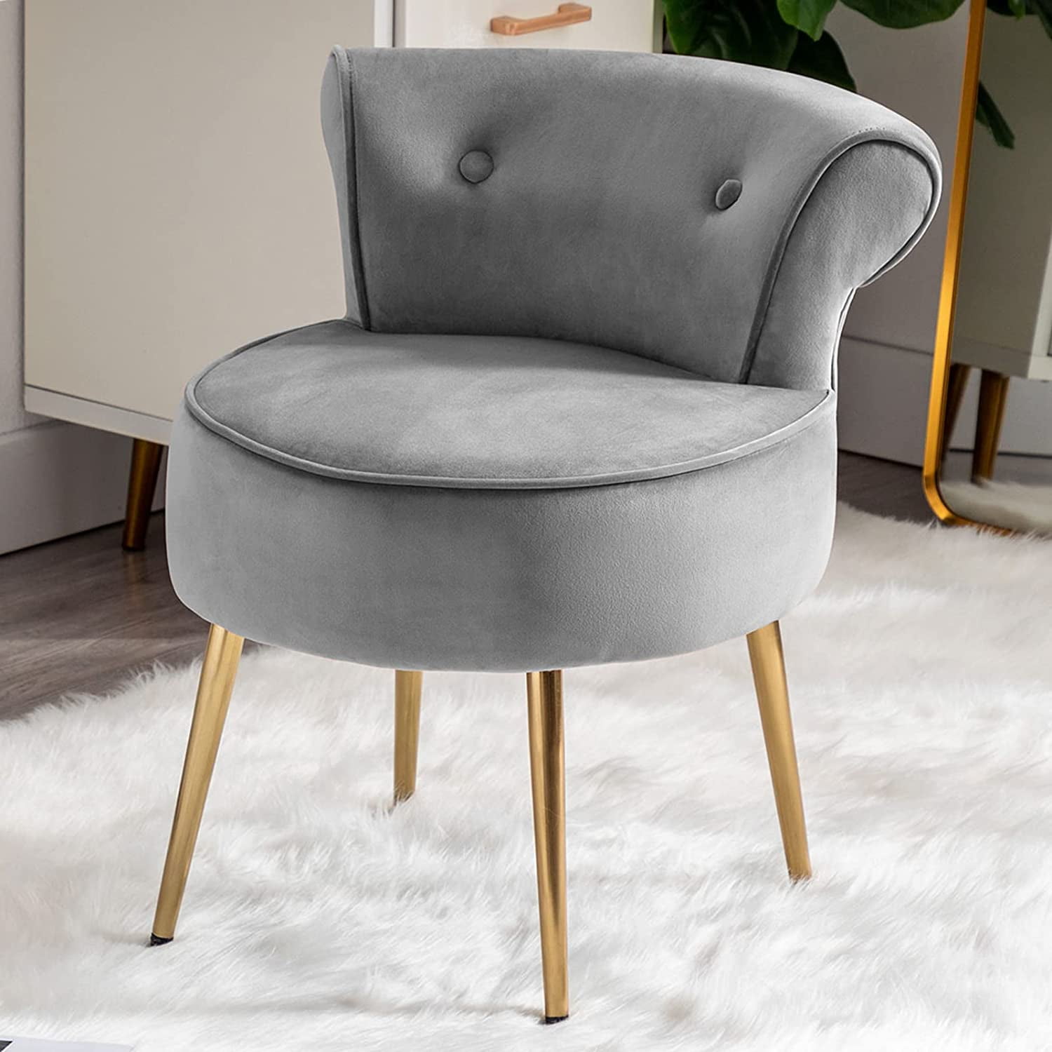 Duhome Velvet Vanity Chair Makeup Vanity Stool with Back, Small Accent