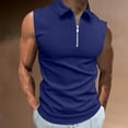 thumbnail image 4 of pstuiky Camisetas sin mangas para hombre, Camisa de verano para hombre, color liso, sin mangas, con solapa y cremallera, informal, deportiva Camisas para hombres l, 4 of 6