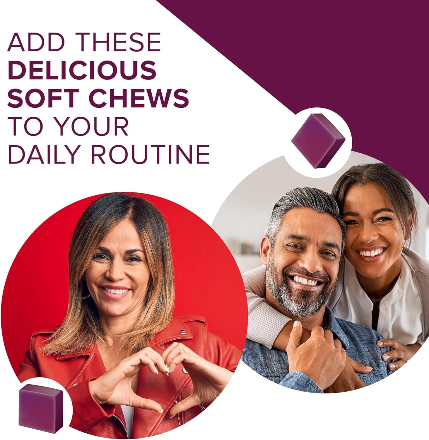 Qunol Beets Chews for Blood Pressure Support, 3 in 1 Beets + CoQ10 + Grape Seed Extract, 90 Chews