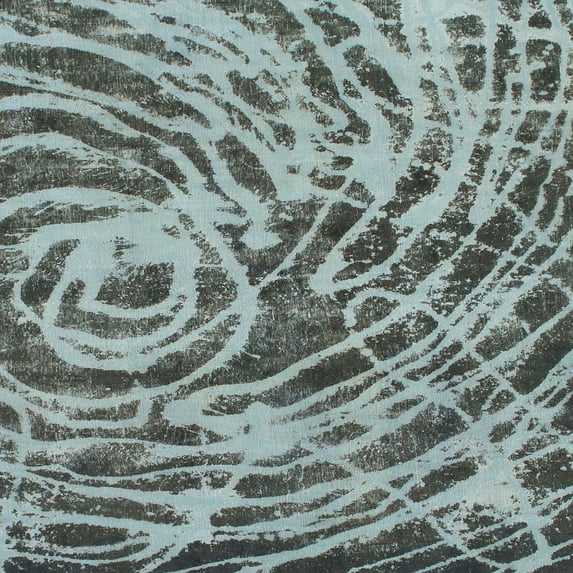 Ahgly Company Indoor Square Abstract Cyan Opaque Blue Abstract Area Rugs, 5' Square