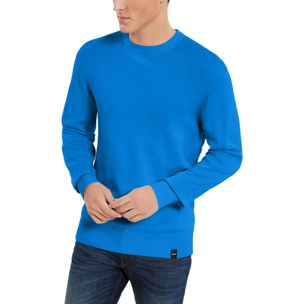 DKNY DKNY Mens Cotton Ribbed Trim Crewneck Sweater