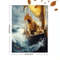 thumbnail image 3 of Qisvanset 12x16 Inch With Frame 2D Flat Wall Art Jesus On Boat Storm Biblical Scene Home Wall Art Print, 3 of 8
