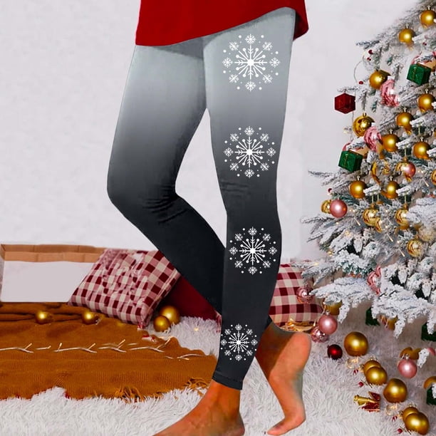 MKLEKYY Leggings deportivos push up para mujer, leggings de cintura alta con estampado de copos de nieve navideños para mujer, pantalones deportivos de yoga y entrenamiento