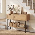 thumbnail image 2 of Gymax 40'' Freestanding Entryway Table w/Flip Doors & Open Storage Shelf Metal Frame Natural, 2 of 10