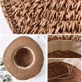 thumbnail image 4 of Sombrero de paja plegable para mujer, protección ultravioleta, sombrero de paja para mujer, capa panamá de borde ancho, capa de playa a la moda, decoración con lazo, 4 of 5