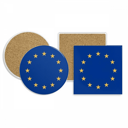 

EU National Flag Europe Country Coaster Cup Mug Holder Absorbent Stone Cork Base Set