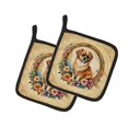 thumbnail image 2 of Tibetan Spaniel and Flowers Pair of Pot Holders 7.5 in x 7.5 in, 2 of 2