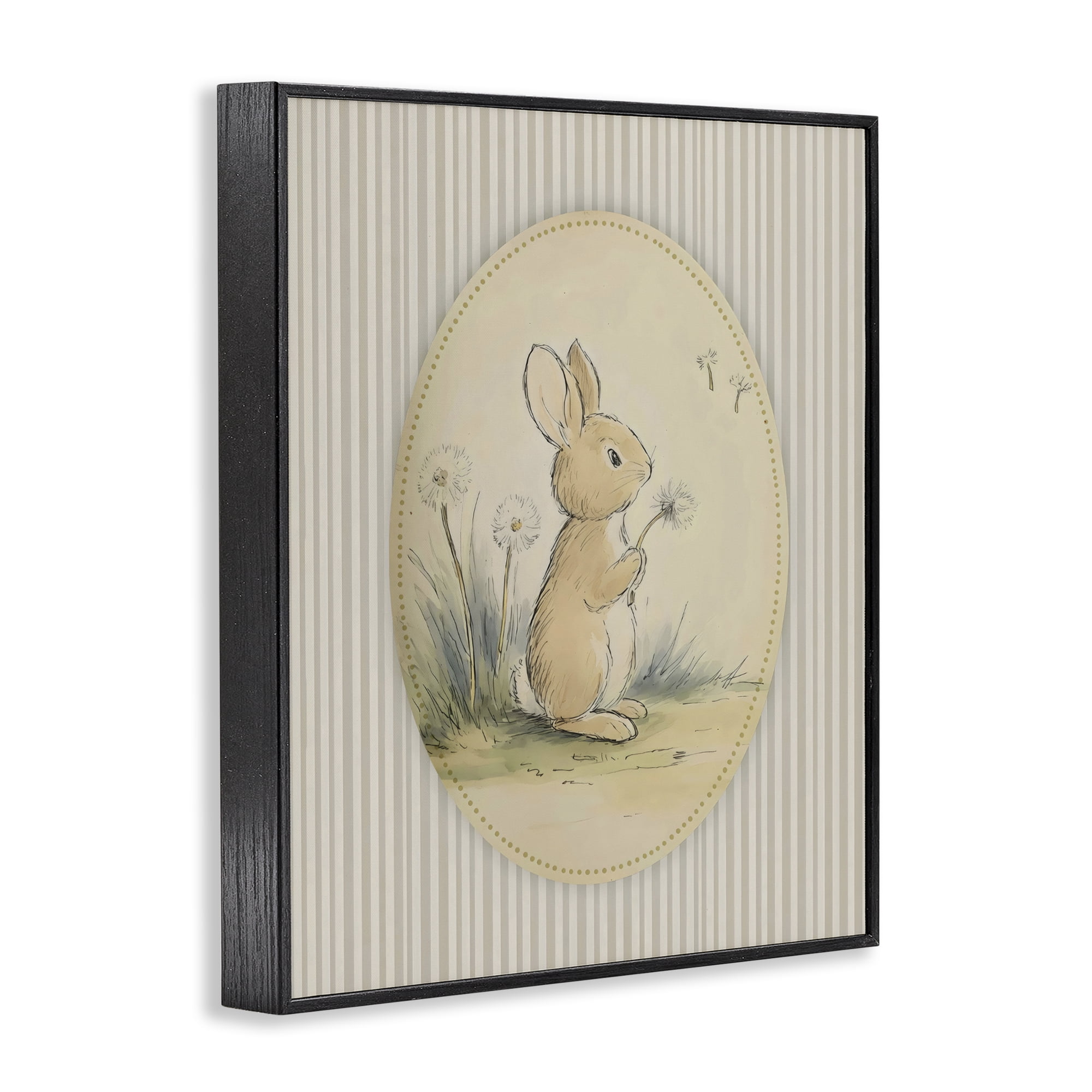 Stupell Industries Baby Bunny in Dandelions Black Framed Giclee Art, design by Arlington Prints