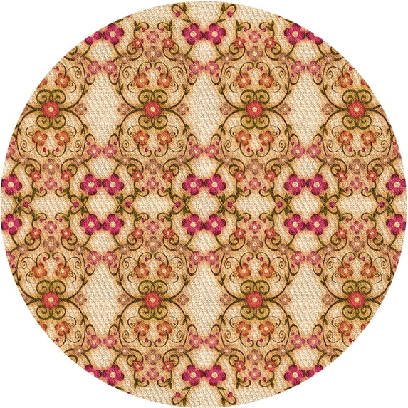 Ahgly Company Indoor Round Patterned Red Fox Red Area Rugs, 8' Round