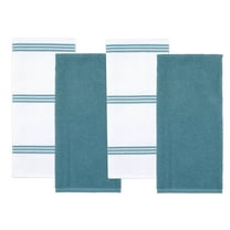 Sticky Toffee Kitchen Towels Dish Towels 100% Cotton, Set of 4, Blue and White Hand Towels, Tea Towels, Reusable Absorbent Cleaning Cloths, 28 in x 16 in