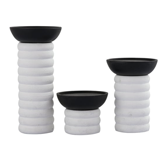 Elk Home Stack Contemporary Candleholder in Plaster White Finish, for dining table centerpiece