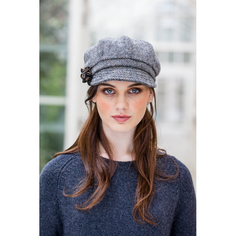 Irish Tweed Gray Herringbone Newsboy For Women Made By  display picture 1
