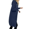 thumbnail image 3 of Women's Long Hooded Sweaters Full-Zip Cardigan Sweater Solid Long Sleeve Drawstring Hoodies Cardigans Coat with Pocket Tunic Sweatshirts Loose Fall Outfits, 3 of 6