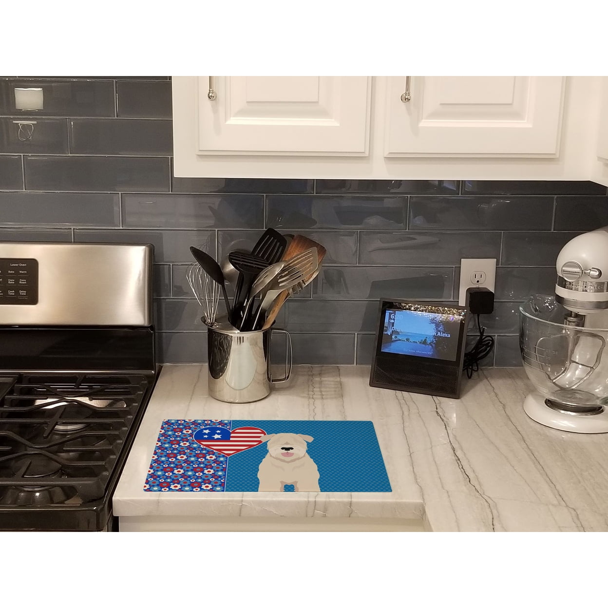 Soft Coated Wheaten Terrier Glass Cutting Board Large 12 in x 15 in