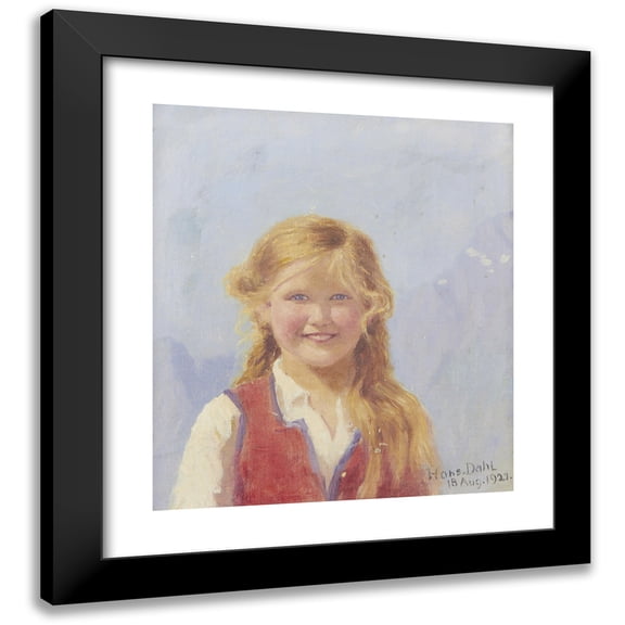 Hans Dahl 12x14 Black Modern Framed Museum Art Print Titled - Portrait of a Young Girl (1921)