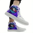 thumbnail image 5 of Coolcustomize Men's Halloween Sneakers - Purple & Blue Ink Splash Graphic Casual Shoes, Lace-Up High Tops with Cushioned Rubber Sole - Gothic Streetwear Boots for Halloween Parties, Casual Attire, 5 of 10