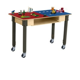 Time 2 Play 30.75 x15.5 Rectangular School Activity Table Blue Green Lego Compatible Play Table with Built in Storage N Wheels for Kids 12 17 Adjustable Legs Rolling Casters Included Walmart