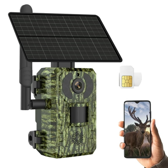 4G LTE Cellular Trail Camera, Solar Powered Game Cameras with Night Vision Motion Activated Waterproof IP66