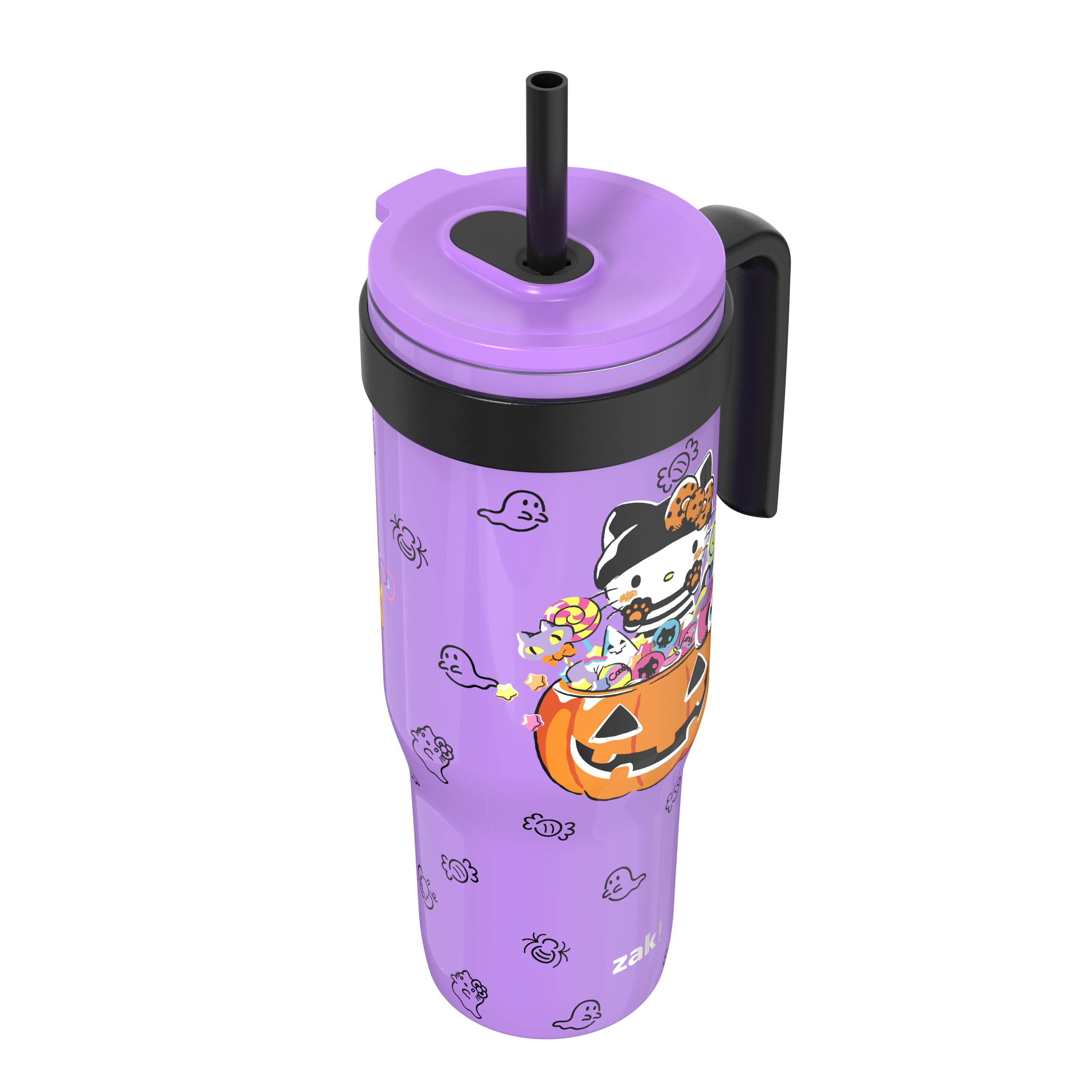 Zak Designs 30oz SS Straw Tumbler with a Handle, Light Purple Hello Kitty