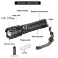thumbnail image 2 of Portable Strong Light Flashlight 7X7MM LED 30W 5V Micro USB Rechargeable Zoom Flashlight Can Be Output And Input Suitable For Camping, Climbing, Night Riding, Caving: Waterproof Rating IPX4, 2 of 14