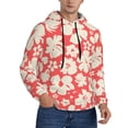 thumbnail image 2 of Kdxio Beige Flowers Print Mens Casual Hooded Collar Drawstring Hoodies Pullover Sweatshirts Casual Long Sleeve Shirts-X-Large, 2 of 7