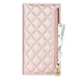 thumbnail image 6 of SaniMore Wallet Case for iPhone 14 Pro 6.1" 2022,PU Leather 3D Lattice Zipper Cash Pocket Card Slots Crossbody Strap Kickstand Full Body Protective Girly Shell for iPhone 14 Pro, Rosegold, 6 of 11