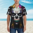 thumbnail image 4 of Daiia Modern Abstract Colorful Skull C Hawaiian Shirt for Men Gentle Cotton Regular Short Sleeve Casual-XX-Large, 4 of 9