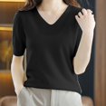 thumbnail image 2 of GBSYEWXS Sweaters For Women Fall Outdoor Pullover Elbow-Length V-Neck Solid Color Black Sweater, 2 of 6