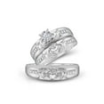 thumbnail image 1 of 10kt White Gold His Hers Round Diamond Claddagh Matching Wedding Set 1/8 Cttw, 1 of 1