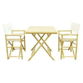 Zew Bamboo Patio Set Of 2 Director Chairs And Square Table With