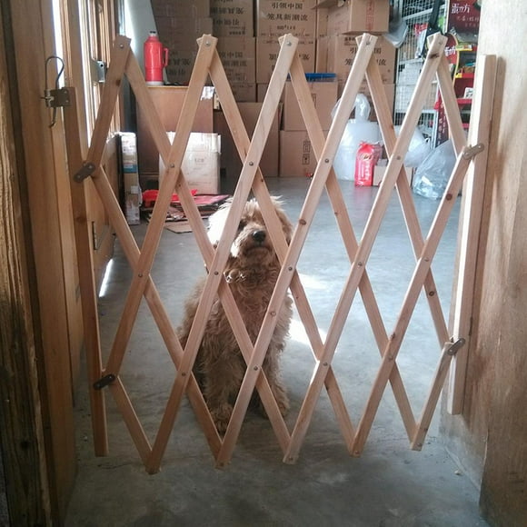 Pet Gate Dog Sliding Door Pet Gate Retractable Adjustable Dog Sliding Door Wood Indoor Dog Gate Doorway Stairs Pet Puppy Fence