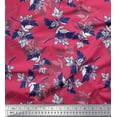 thumbnail image 1 of Soimoi Pink Rayon Fabric Leaves Hand Drawn Printed Fabric 1 Yard 56 Inch Wide, 1 of 1