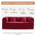 thumbnail image 5 of COOLHUT 78.7" W Combination Sofa, High Rebound Density Foam Sofa Couch, Two Forms Floor Couch Three Seats Sofa Bed for Living Room, Bedroom, Rose Red, 5 of 13