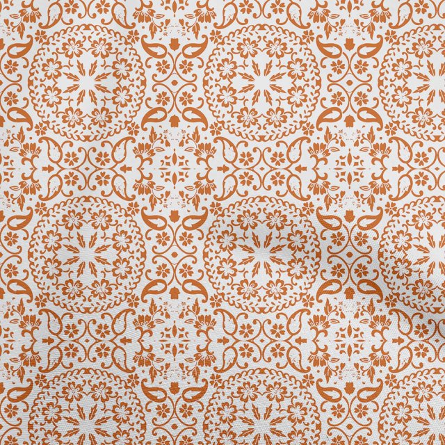 oneOone Rayon Orange Fabric Asian Block Floral Sewing Craft Projects Fabric Prints By Yard 56 Inch Wide