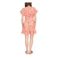 thumbnail image 2 of MICHAEL MICHAEL KORS Womens Orange Zippered Textured Ruffled Tiered Tie Waist Printed Short Sleeve Round Neck Short Party Fit + Flare Dress S, 2 of 4