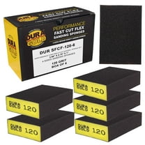 Dura-Gold 120 Grit 4-Sided Hand Sanding Block Sponges, Box of 6 - Performance Flex 3.9" x 2.75" x 1" Wet or Dry Flexible Sandpaper Abrasive Brick Pads, Reusable - Sand Wood, Drywall, Auto Paint