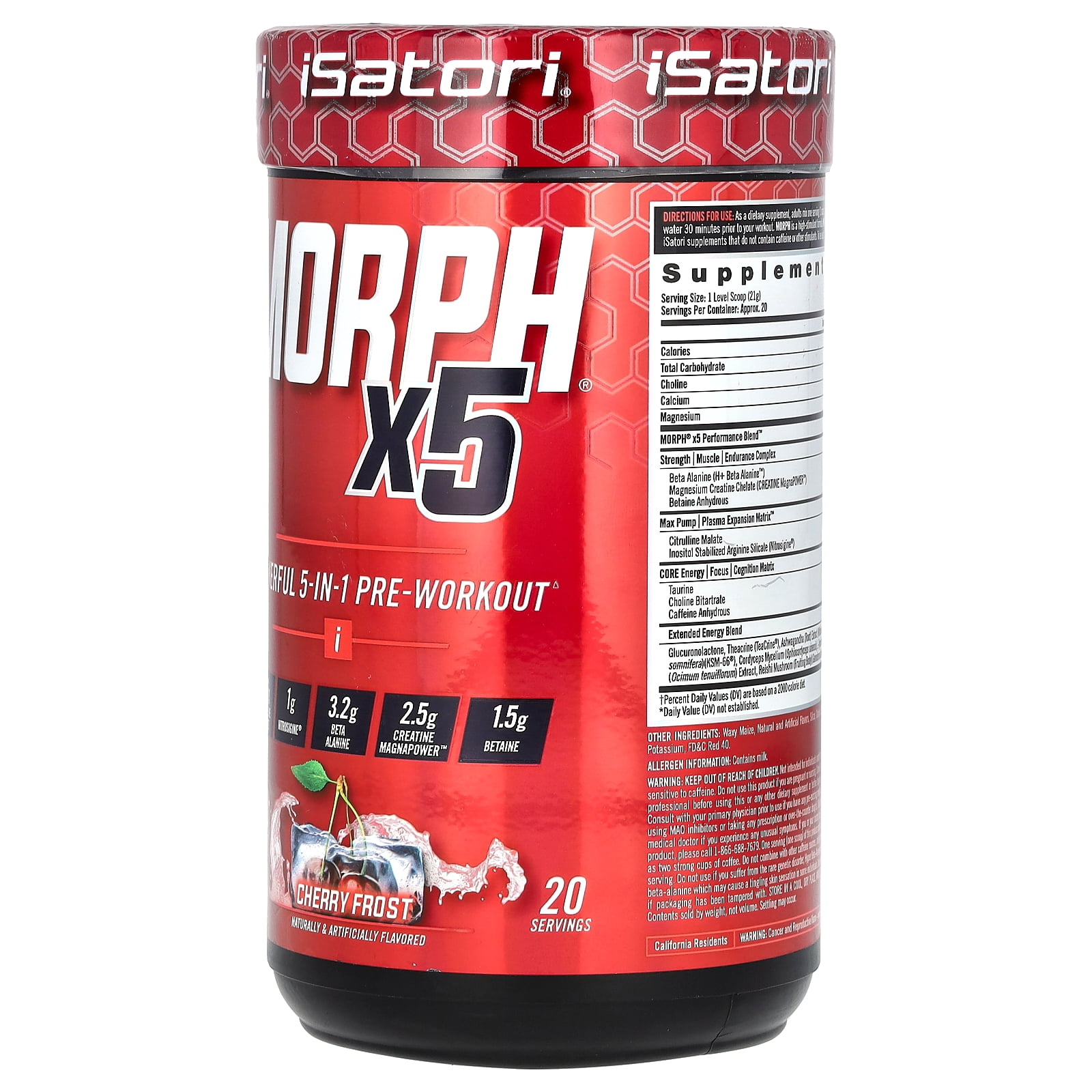 Isatori Morph x5 Pre-Workout, Cherry Frost, 15 oz (426 g)