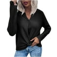 thumbnail image 1 of CEHVOM Women Long Sleeve Knotted Solid Color V Neck Pullover Knitted Sweater, 1 of 4