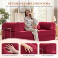 thumbnail image 3 of COOLHUT 78.7" W Combination Sofa, High Rebound Density Foam Sofa Couch, Two Forms Floor Couch Three Seats Sofa Bed for Living Room, Bedroom, Rose Red, 3 of 13
