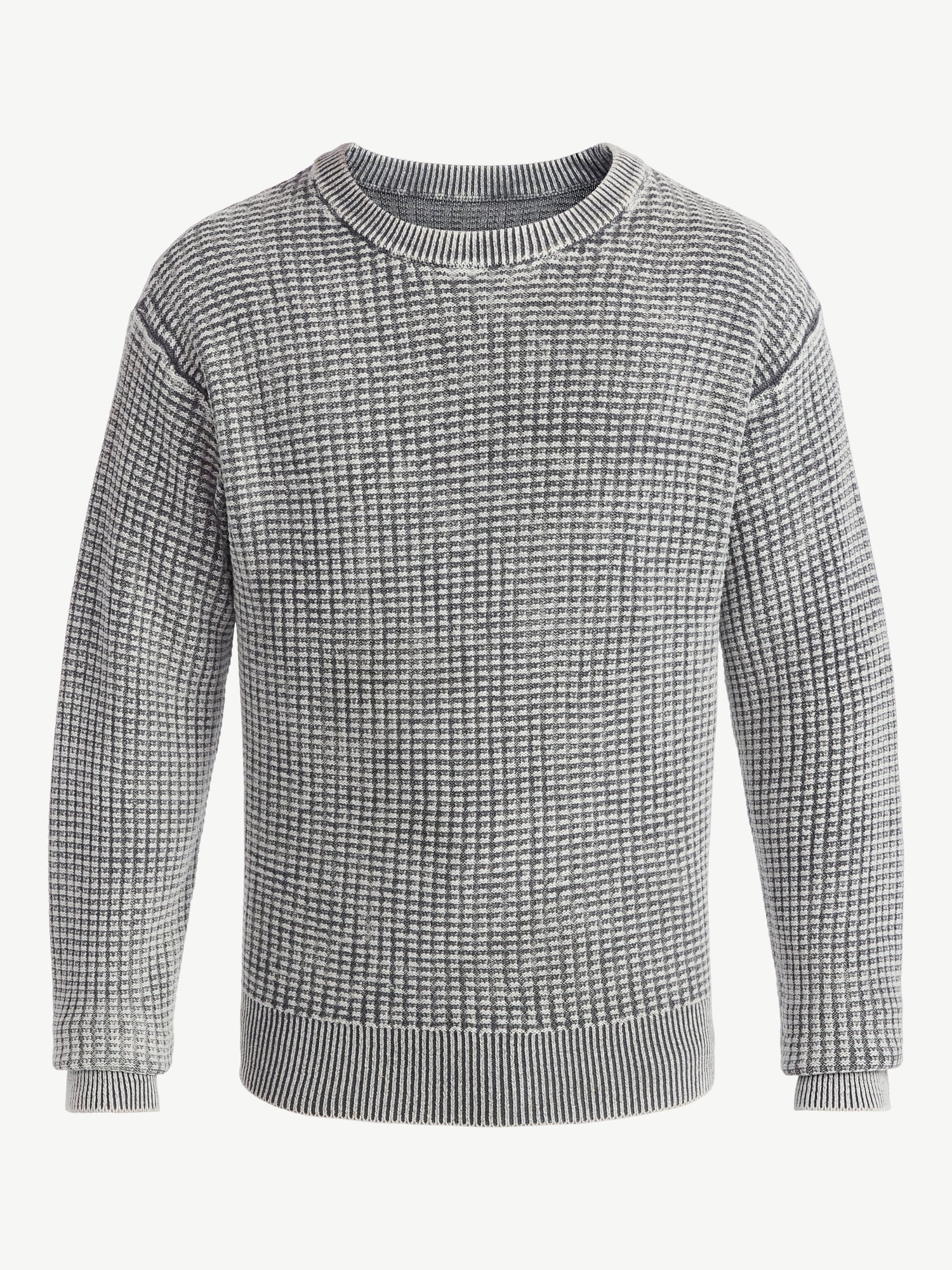 No Boundaries Men's & Big Men's Thermal Stitch Crewneck Sweater, Midweight, Sizes XS-3XL