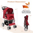 thumbnail image 3 of Gymax 4 Wheel Pet Stroller w/ Storage Basket & Tray Adjustable Canopy Pets Burgundy, 3 of 10