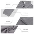 thumbnail image 4 of Men's Linen Shirts Long Sleeve Polo-Collared Button Solid Color Shirt Versatile Breathable Casual Business Tees (S, Gray), 4 of 5