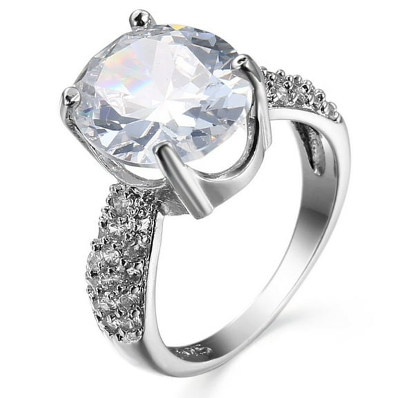 Oval Cut Diamond Ring, Micro Pave Set Solitaire With Accents Diamond Engagement Ring, Solitaire Diamond Ring, 925 Sterling Silver, 2.3 Ct Simulated Diamond, Proposal Ring For Her