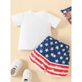 thumbnail image 2 of Baby Boy 4th of July Outfit American Flag Letter Short Sleeve T-Shirt Solid Shorts 2Pc Independence Day Clothes, 2 of 8