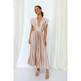 thumbnail image 6 of Elegant and Casual V-Neck Pleated Dress with Zipper and Back Tie Flowy Party Dresses, 6 of 9