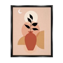 Stupell Industries Boho Vase & Moon Botanical & Floral Painting Black Floater Framed Canvas Art Print Wall Art, 17 x 21
