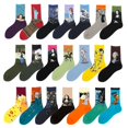 thumbnail image 2 of Calcetines de algodón con estrellas para hombre, calcetines con pinturas famosas, calcetines con pintura al óleo de Mona Lisa, calcetines para hombre, 2 of 6
