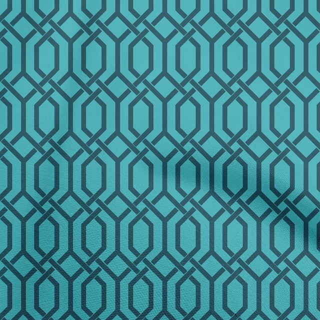 oneOone Velvet Turquoise Blue Fabric Geometrical Craft Projects Decor Fabric Printed By The Yard 58 Inch Wide