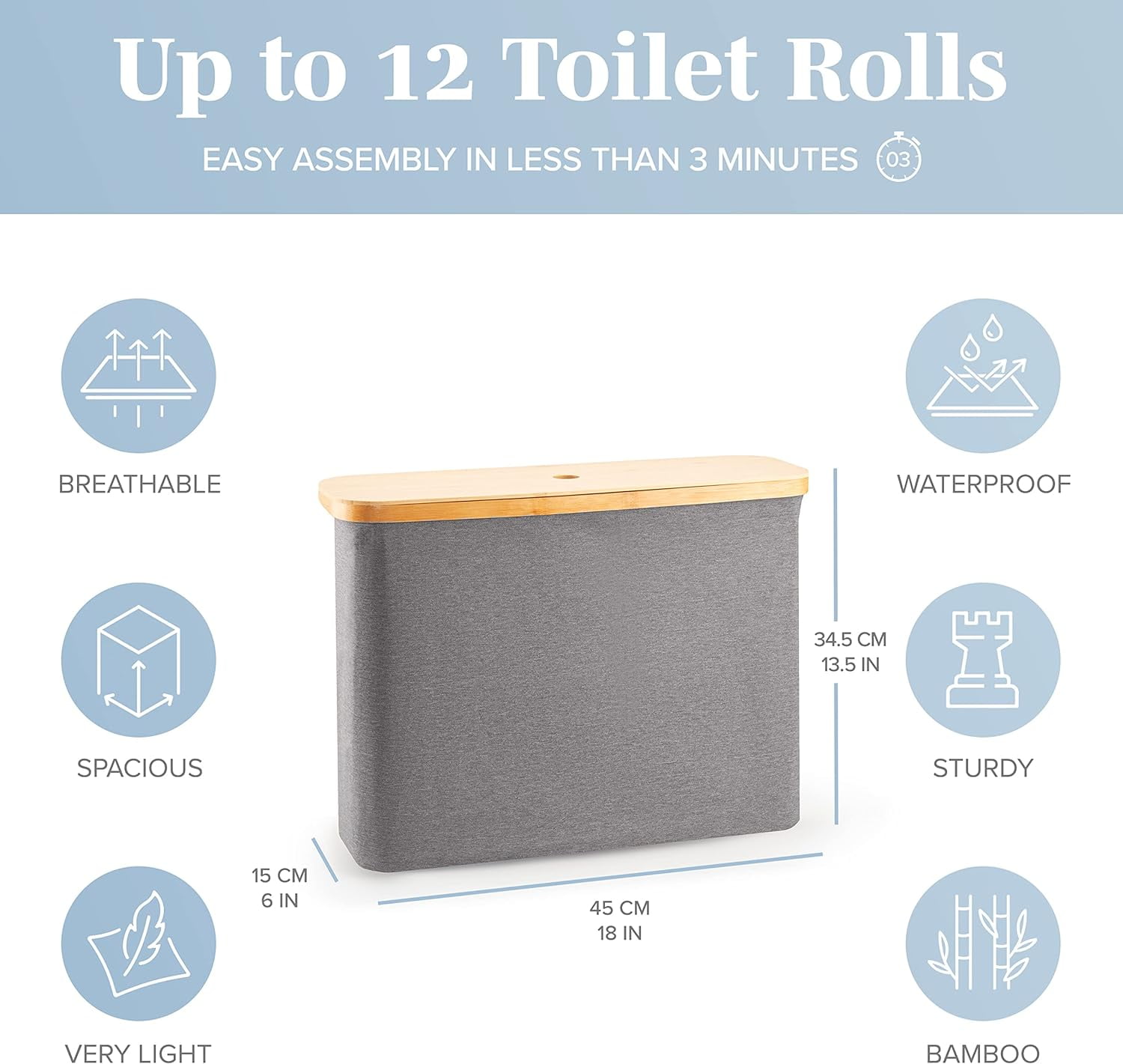 Lonbet Toilet Paper, 12 Rolls, Beige and Grey