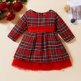 thumbnail image 2 of Zhuashum Dress For Girls 18-24 Months Toddler Baby Kids Christmas Red Plaid Long Sleeves Dress Round Neck Xmas Dresses Retro Clothes Red, 2 of 9